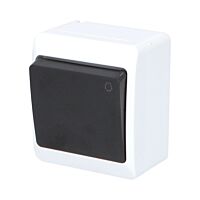 FAMATEL GALATEA Tlačítko symbol světlo č.1/0 10A 230V na omítku IP44 bílá/černá