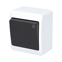FAMATEL GALATEA Tlačítko symbol zvonek č.1/0 10A 230V na omítku IP44 bílá/černá