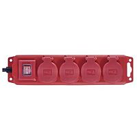 EMOS Přívod prodlužovací 10m 4zásuvka 250V/16A pryž krytky s vypínačem IP44 červená