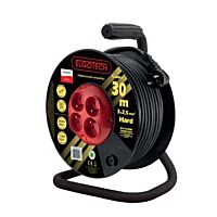 ELGOTECH Přívod prodlužovací 25m zásuvky 4x 230V/16A s bubnem IP20 černá (H05RR-F 3x2,5)