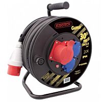 ELGOTECH Přívod prodlužovací 30m, 3 zásuvky, s bubnem, černá