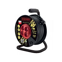 ELGOTECH Přívod prodlužovací 25m zásuvky 4x230V/16A s bubnem IP20 černá (H05RR-F 3x1,5)