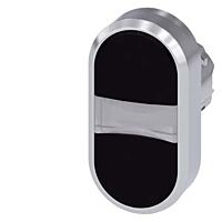 SIEMENS Dvojtlačítko 22 mm, kulaté, kov, s vysokým leskem, černá, černá