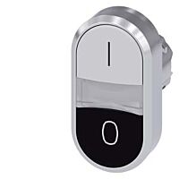 SIEMENS Dvojtlačítko 22 mm, kulaté, kov, s vysokým leskem, bílá: I, černá: O