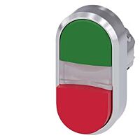 SIEMENS Dvojtlačítko 22 mm, kulaté, kov, s vysokým leskem, zelená, červená