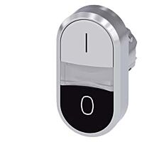 SIEMENS Dvojtlačítko osvětlené, 22 mm, kulatý, kov, s vysokým leskem, bílá: I, černá: O