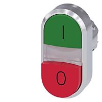 SIEMENS Dvojtlačítko osvětlené, 22 mm, kulaté, kov, s vysokým leskem, zelená: I, červená: O