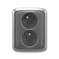 ABB TANGO Dvojzásuvka 5513A-C02357 S2 s clonkami, s natočenou dutinou, kouřová šedá