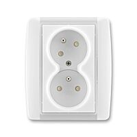 ABB ELEMENT Dvojzásuvka 5513E-C02357 01 chráněná s clonkami, bezšroubová, bílá/ledová bílá