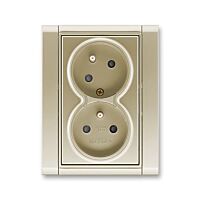 ABB TIME Dvojzásuvka 5513F-C02357 33, s clonkami,bezšroubová, šampaňská