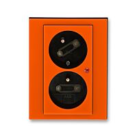 ABB LEVIT Dvojzásuvka 5593H-C02357 66 s ochranou před přepětím , IP40, oranžová/kouřová černá