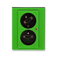 ABB LEVIT Dvojzásuvka 5593H-C02357 67 s ochranou před přepětím , IP40, zelená/kouřová černá