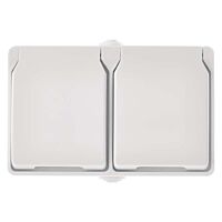 EMOS Zásuvka nástěnná dvojitá, bílá, IP44