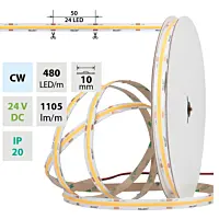 LED pásek COB CW, 480LED/m, 10W/m, DC 24