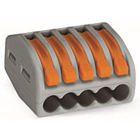 WAGO Svorka krabicová 222-415 páčková spojovací pro všechny druhy vodičů 5 x 4 mm², oranžová/šedá