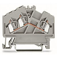 WAGO Svorka 280-641 3vodičová, průchozí, na DIN lištu 35 × 15 a 35 × 7,5, CAGE CLAMP®, 2,50 mm², šedá
