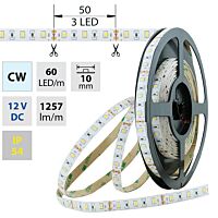 MCLED Pásek LED SMD2835 CW, 60LED/m, 14,4W/m, 1257lm/m, IP54, DC 12V, 10mm, 5m