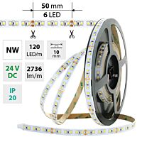 MCLED Pásek LED SMD2835 NW, 120LED/m, 28,8W/m, DC 24V, 2736lm/m, CRI90, IP20, 10mm, 50m