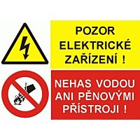 CUPRO Tabulka"POZOR EL.ZAŘÍZENÍ/NEHAS VODOU" A6 F, samolepící