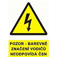 CUPRO Tabulka "Barevné značení vodičů neodpovídá ČSN!", A8 samolepící
