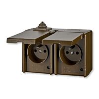 ABB PRAKTIK Dvojzásuvka 5518-2029 H , IP44, hnědá