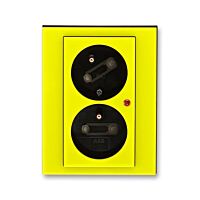 ABB LEVIT Dvojzásuvka 5593H-C02357 64 s ochranou před přepětím , IP40, žlutá/kouřová černá