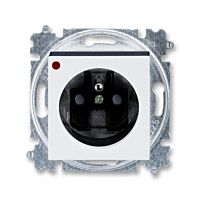 ABB LEVIT Zásuvka 5599H-A02357 62 s ochranou před přepětím a optickou signalizací poruchy, bezšroubová,IP40, bílá/kouřová černá