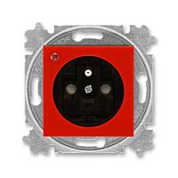 ABB LEVIT Zásuvka 5599H-A02357 65 s ochranou před přepětím a optickou signalizací poruchy, bezšroubová,IP40, červená/kouřová černá