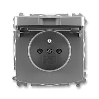 ABB TANGO Zásuvka 6619A-A06397 S2 s víčkem a clonkami, IP40, kouřová šedá