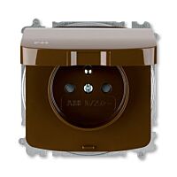ABB TANGO Zásuvka 6619A-A06697 H s víčkem a clonkami, bezšroubové svorky, IP44, hnědá
