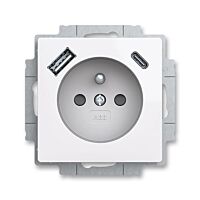 ABB ZONI Zásuvka 5569T-A32357 500 jednonásobná s clonkami, s nabíjením USB-A, USB-C, bílá