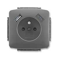 ABB TANGO Zásuvka 5569A-A32357 S2 + nabíjení USB A+ USB C 2,4/1,5A