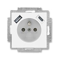 ABB LEVIT Zásuvka 5569H-A32357 01 + nabíjení USB A+ USB C 2,4/1,5A