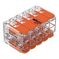 WAGO Svorka krabicová 221-420 páčková spojovací pro všechny druhy vodičů 10 x 4 mm², oranžová/transparentní