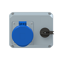 ABB Zásuvka s blokovaným vypínačem, horizontální, 3p., 63A 2P+PE, IP44, 6 h 2CMA167715R1000