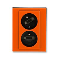 ABB LEVIT Dvojzásuvka 5513H-C02357 66 s clonkami, s natočenou dutinou, IP40, oranžová/kouřová černá