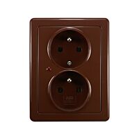 ABB SWING Dvojzásuvka 5592G-C02349 H1 s ochranou před přepětím, hnědá