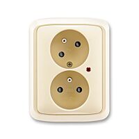 ABB TANGO Dvojzásuvka 5593A-C02357 C s natočenou dutinou, s ochranou před přepětím a optickou signalizací poruchy, slonová kost