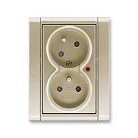 ABB TIME Dvojzásuvka 5593F-C02357 33 s natočenou dutinou, s ochranou před přepětím a optickou signalizací poruchy, šampaňská