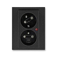 ABB LEVIT Dvojzásuvka 5593H-C02357 63 s ochranou před přepětím , IP40, onyx/kouřová černá