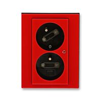 ABB LEVIT Dvojzásuvka 5593H-C02357 65 s ochranou před přepětím , IP40, červená/kouřová černá