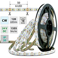 MCLED Pásek LED SMD2835 CW, 120LED/m, 14W/m, 1355lm/m, IP20, DC 24V, 10mm, 50m