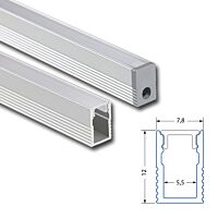 MCLED Profil hliníkový PV, 8x12mm, přisazený, včetně matného difuzoru, 1m
