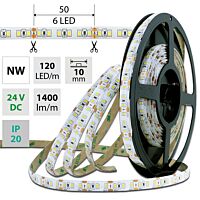 MCLED Pásek LED SMD2835 NW, 120LED/m, 14W/m, DC 24V, 1400lm/m, CRI90, IP20, 10mm, 5m