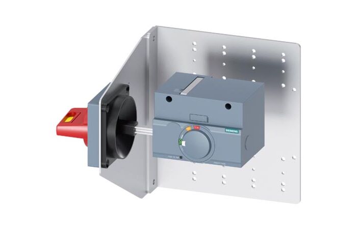 SIEMENS Otočný pohon pro montáž na boční stěnu nouzové zastavení IEC IP65 s montážním úhelníkem příslušenství k 3VA1250