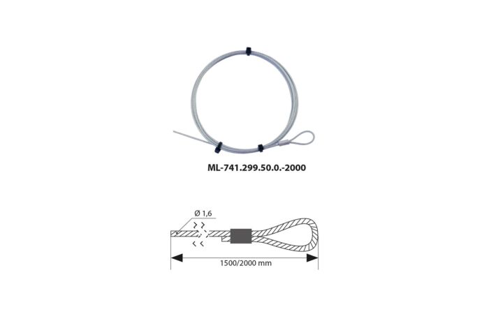 MCLED Závěs lankový 1,5x2000mm ocelové