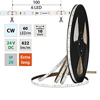 MCLED Pásek LED SMD2835 CW, 60LED/m, 7,2W/m, DC 24V, 622lm/m, CRI90, IP20, 10mm, 50m