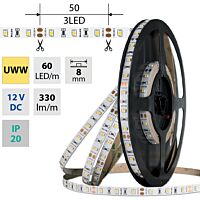 MCLED Pásek LED SMD2835 UWW, 60LED/m, 4,8W/m, DC 12V, 330lm/m, CRI90, IP20, 8mm, 5m
