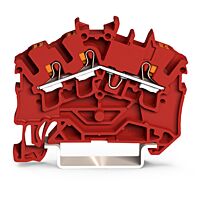 WAGO Svorka 2202-6303 3vodičová průchozí s ovládacím tlačítkem 2,5 mm², červená