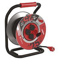 EMOS Přívod prodlužovací 25m zásuvky 4x230V/16A na kovovém bubnu IP44 černá (H05RRF3G 3x1,5)